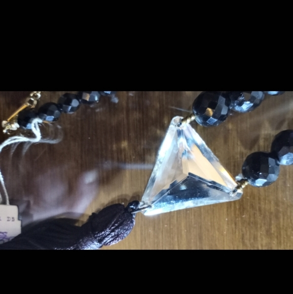 Valtallica's Vintage Jewelry - NWT c1960s RARE EARLY DAUPLAISE Vauxhall Glass Triangle Faceted Stone Tassel